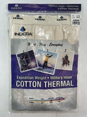 Indera Expedition Weight Military Issue Cotton Thermal Drawers Sz Large SEALED